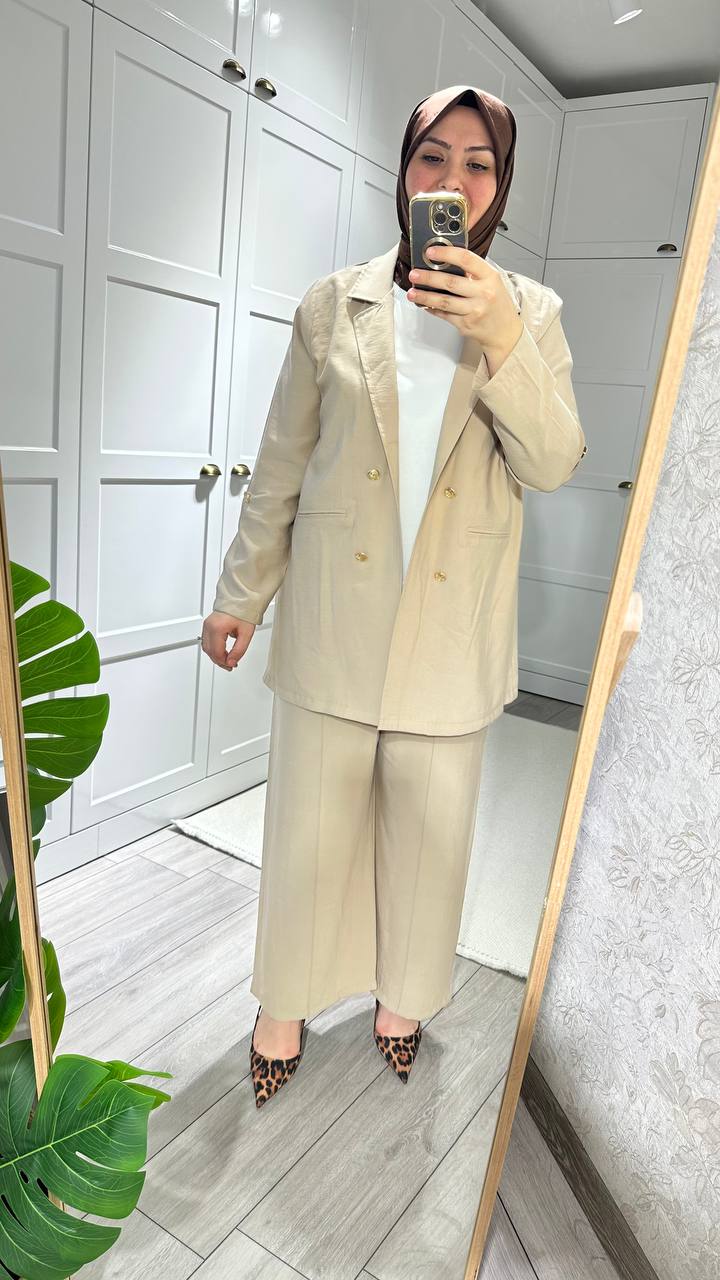 Blazer bej kupra takım