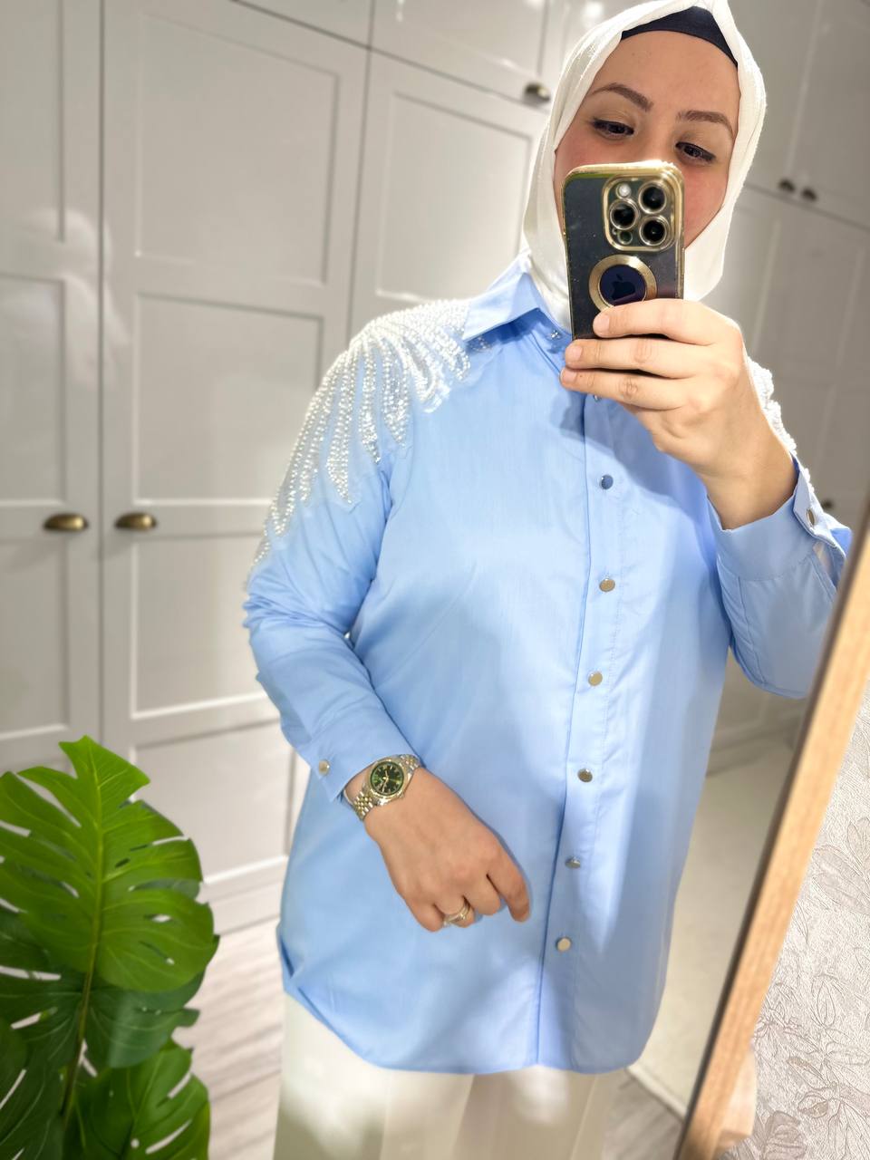 coton omuz detay  tasarım gömlek